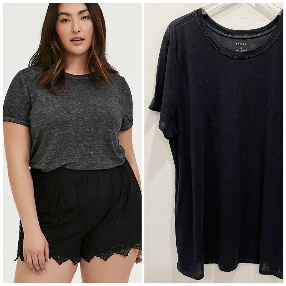 Torrid Classic Fit Crew Tee Black Size 2 Short Sleeve